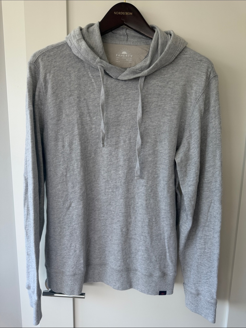 Faherty Light Gray Hooded Pullover Sweatshirt